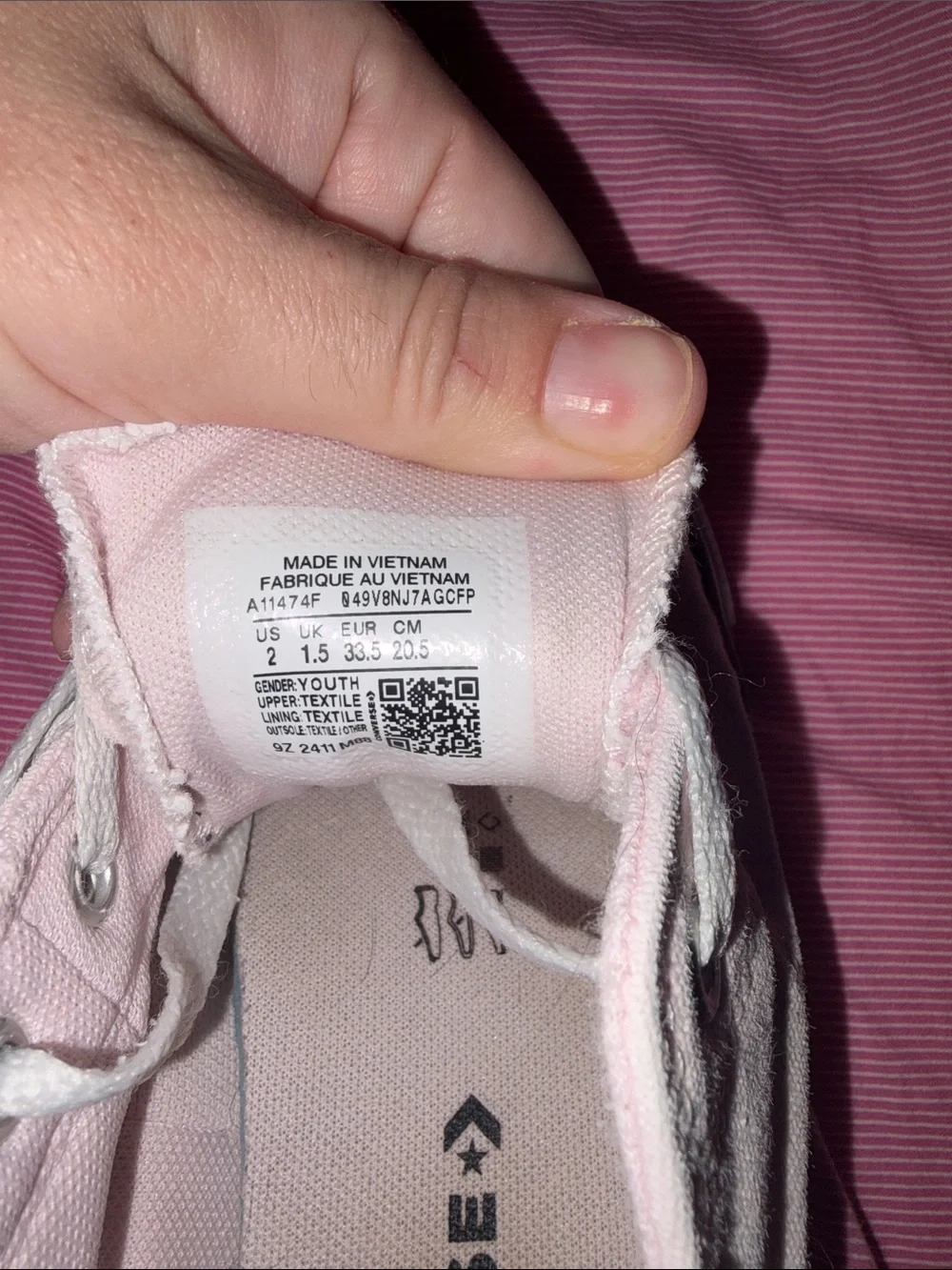 Converse Kids Light Pink Low Top Canvas Sneakers